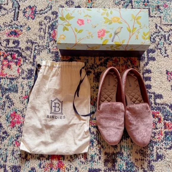 Birdies The Starling Pink Blush Velvet Velour Casual Slip-On Loafers 🩷