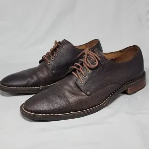 COLE HAAN CANTON CAPTOE PEBBLED LEATHER BROWN ELEGANT OXFORD LEATHER MEN 10M GUC