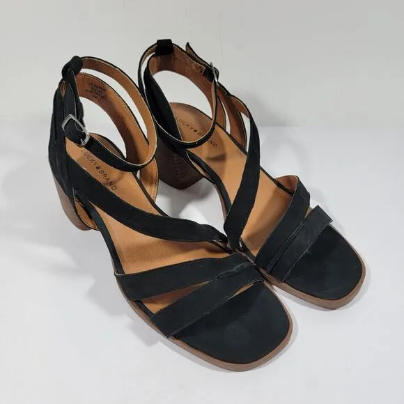 Lucky Brand Women's Size 9M Junnah Black Strappy Sandals