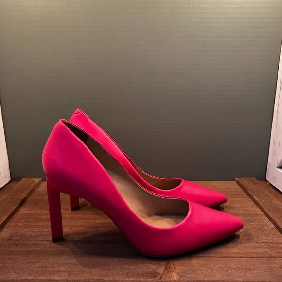 Saks Fifth Avenue Womens Pump Point Toe Leather Heels Shoes Pink 11M NWB