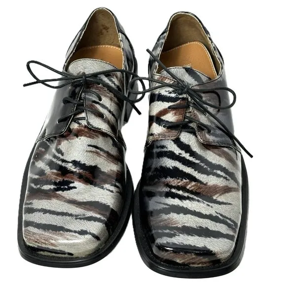 Vintage Zebra Zoot  Silver Brwn/Blk   Oxford Formal Dress Shoe Rare OOAK NWOT