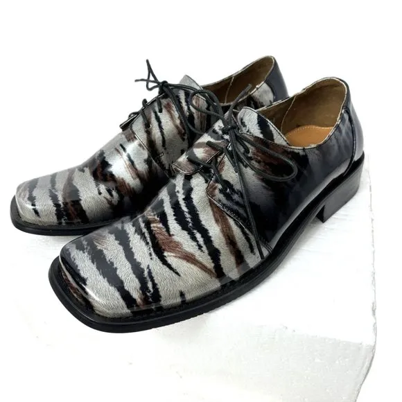 Vintage Zebra Zoot  Silver Brwn/Blk   Oxford Formal Dress Shoe Rare OOAK NWOT