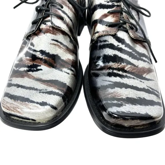 Vintage Zebra Zoot  Silver Brwn/Blk   Oxford Formal Dress Shoe Rare OOAK NWOT