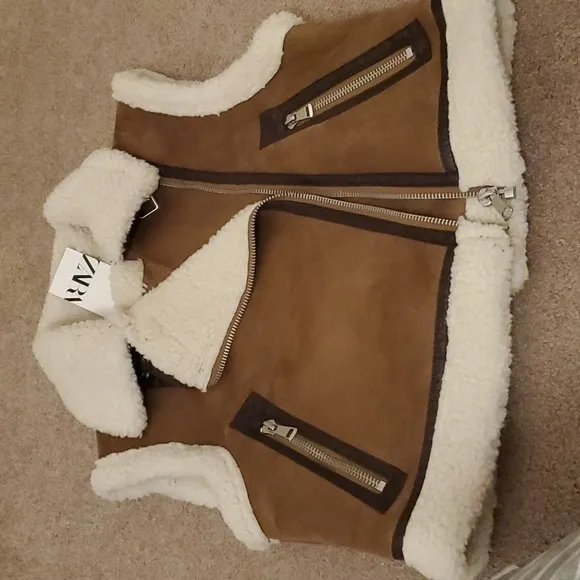 ZARA DOUBLE FACED FAUX FUR CROPPED VEST XS