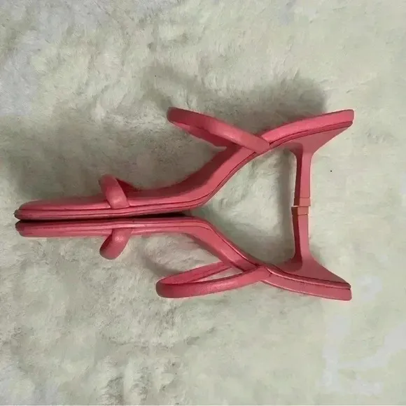Zara Pink Strappy Leather Kitten Heel Sandals